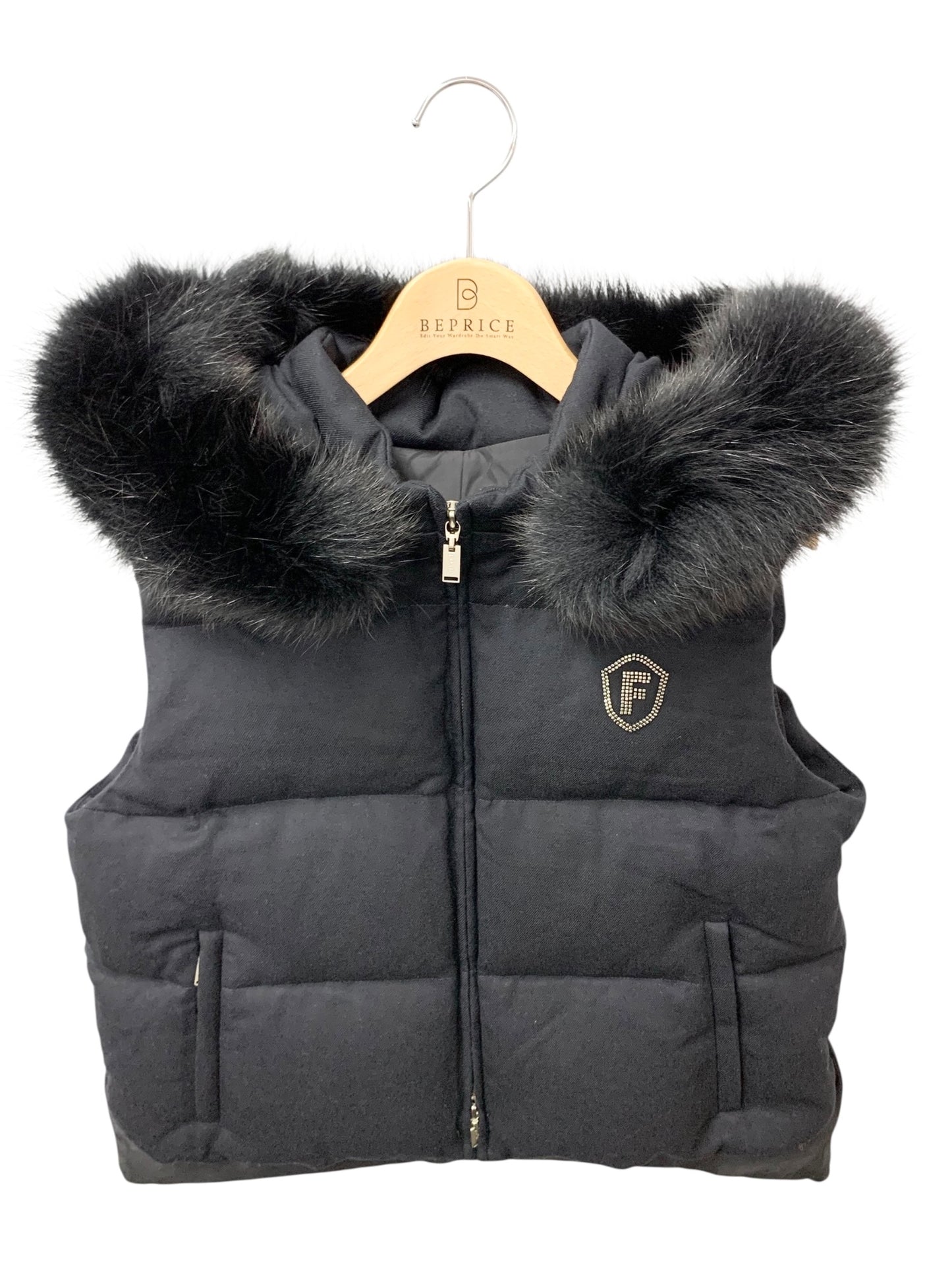 フォクシーブティック Chaleur  42362 ダウンベスト 42 ブラック フォックスファー IT5PKOSPE284