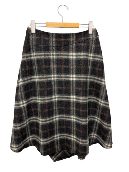 エムズグレイシー チェック柄 ラップ 417607 スカート 40 ブラック ウール混 ITPN0GBUG4OG 【SALE】
