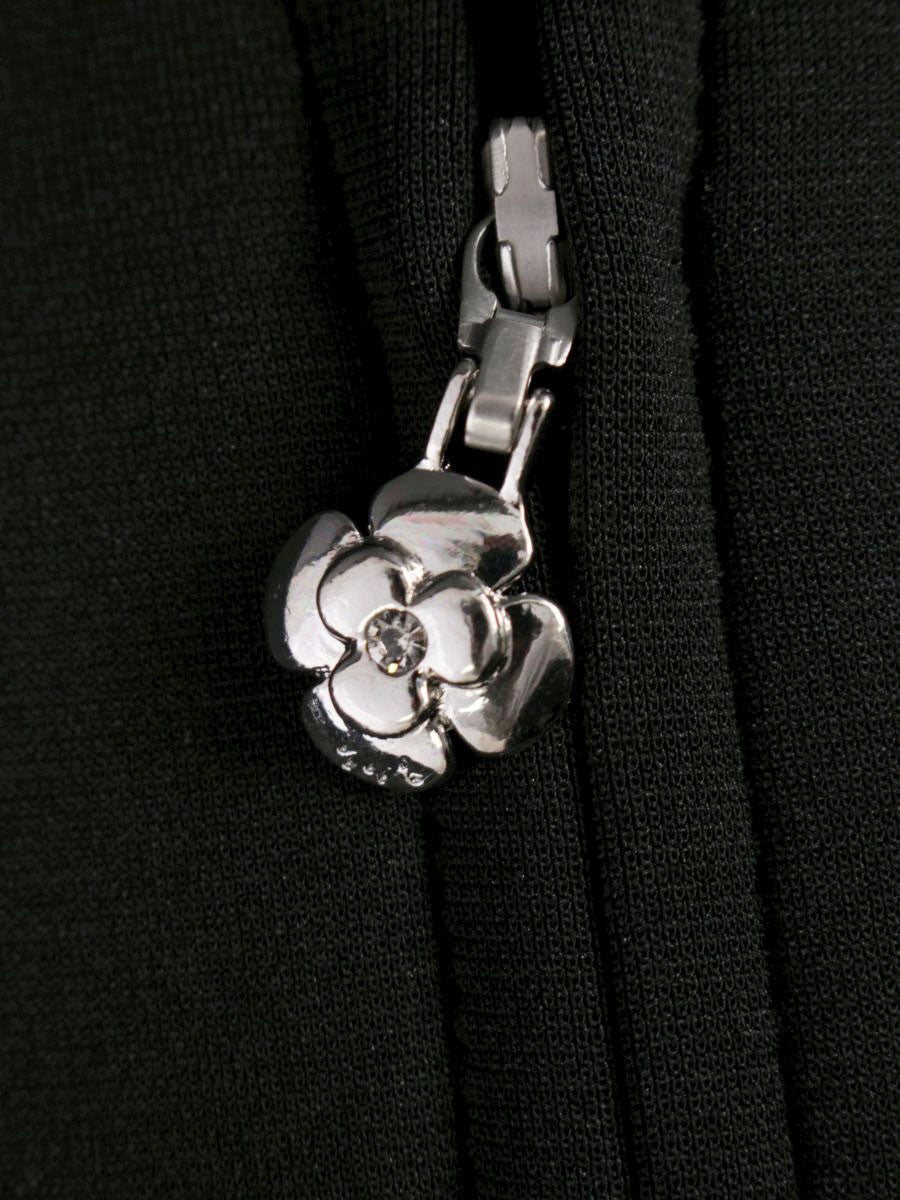 エムズグレイシー ジャケット 114101 カメリア ダブルジップ リボン 40 ブラック ITGG4ODHQB7S