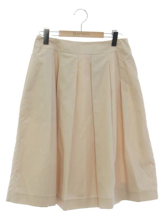 エムズグレイシー サマータフタ 117120 スカート 40 ベージュ タック フレア ITGO6EWI15J0