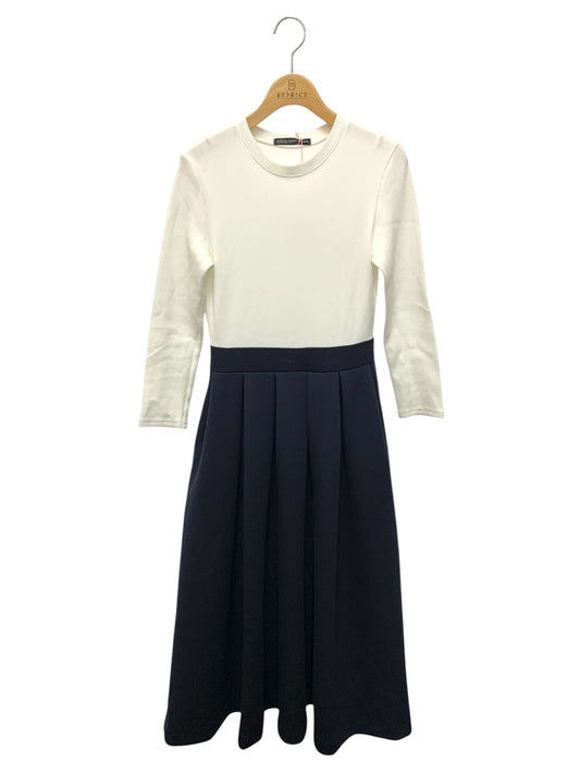 ツルバイマリコオイカワ 2230530 ワンピース 34 ネイビー 切替 ニット タックフレア ITXY6ZSU35U0 【SALE】