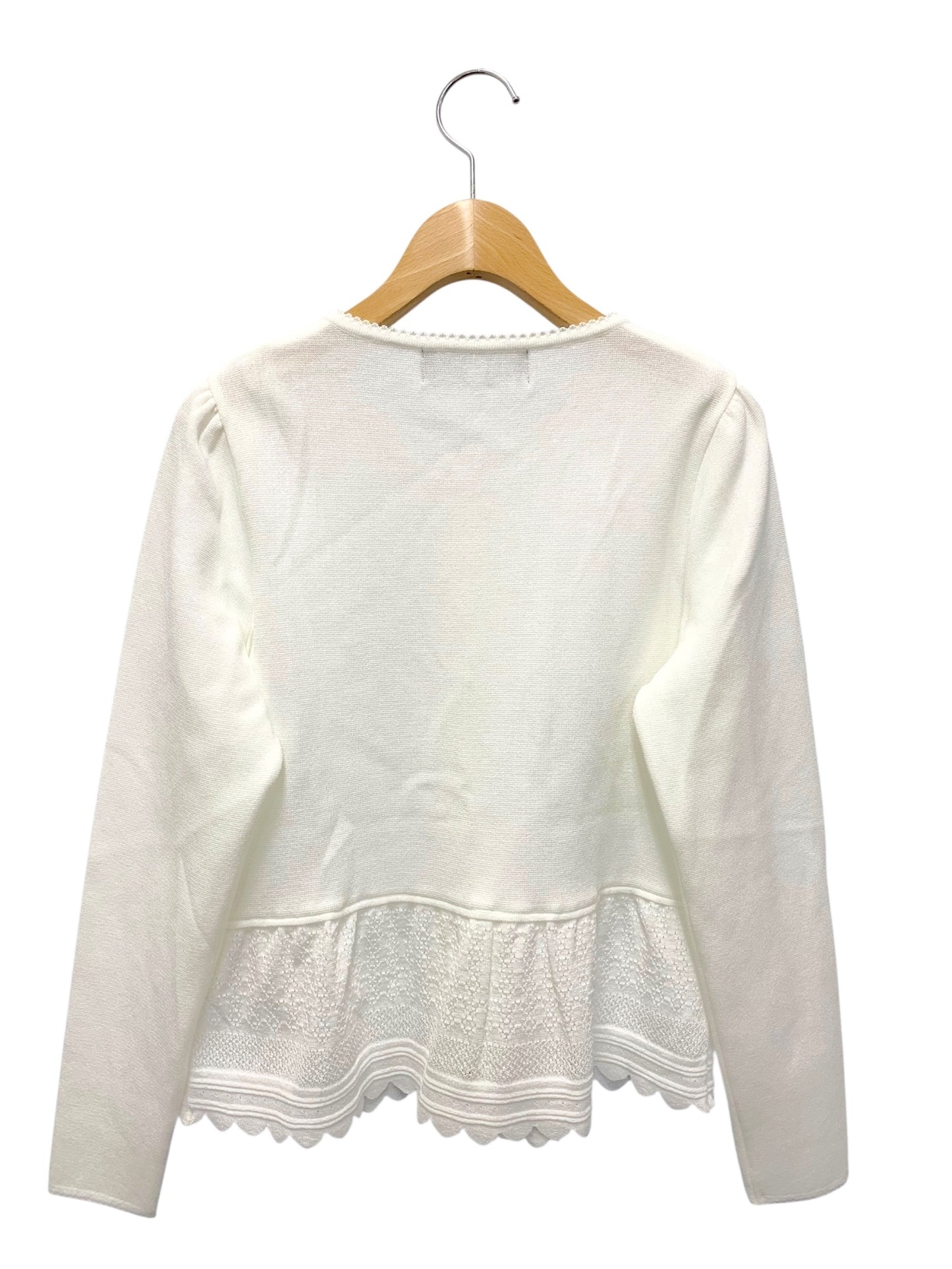 エムズグレイシー 裾レーシージップアップ 418125 カーディガン 38 ホワイト ITXC7IJTL8LC