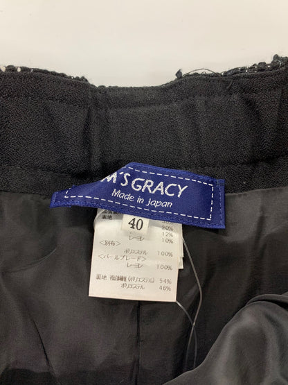 エムズグレイシー 316701 ワイドパンツ 40 ブラック ツイード パール IT9YREBV4GYK