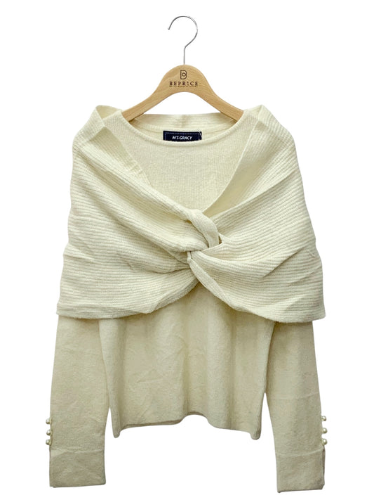エムズグレイシー Off Shoulder Knit 818596 ニット 40 アイボリー ウール混 ITZ3ZZ984768