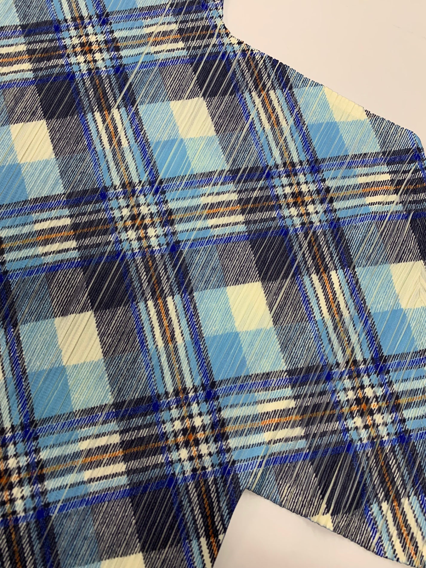 プリーツプリーズイッセイミヤケ PP52-JK604 カットソー 3 ブルー チェック柄 ボトルネック ITEGAFSJ3ETC