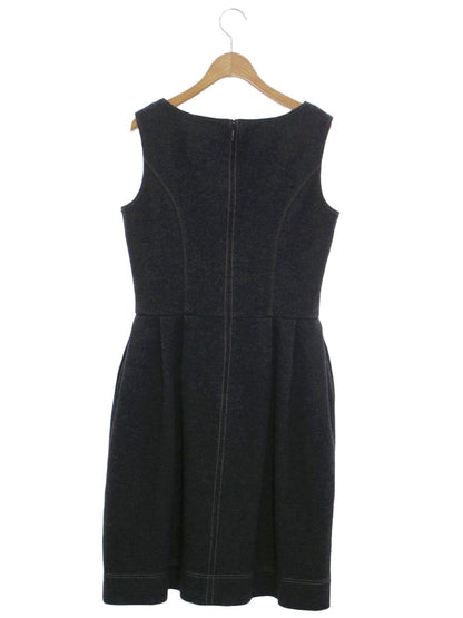 ルネ relax 6447050 ワンピース 36 チャコール ウール混 デニム調 ステッチ ITMGSYKYCH4I