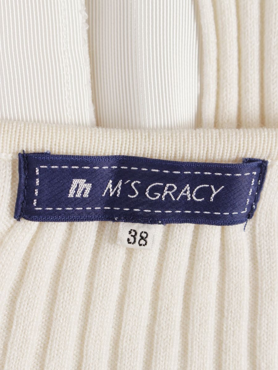 エムズグレイシー 528528 ニット セーター 38 ホワイト 長袖 リボン 