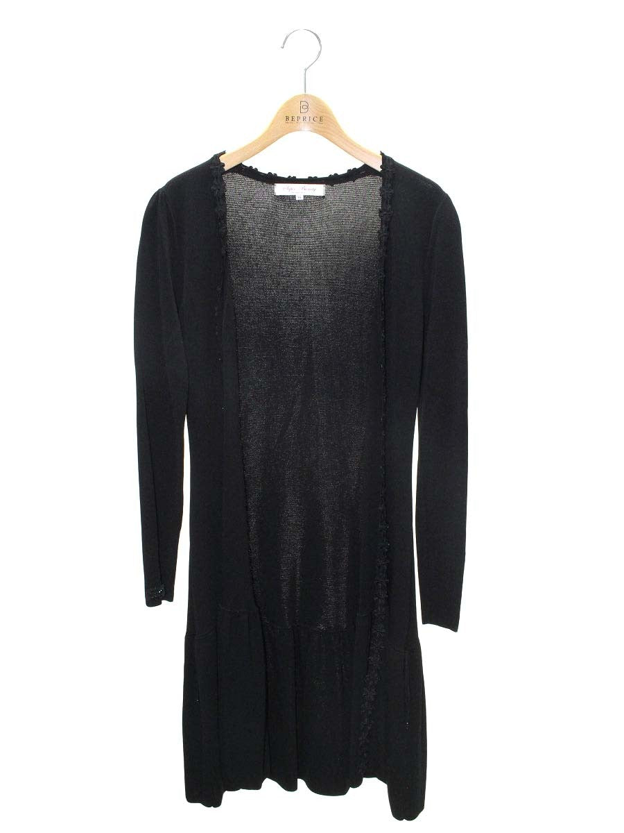 スーパービューティー カーディガン 38 ブラック ロング フラワーモチーフ ITF5KJYG9Q5X