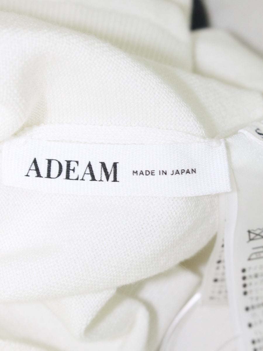 アディアム 42525 ニット セーター S ホワイト パール装飾 ハイネック フレアスリーブ IT63FB6I83WA
