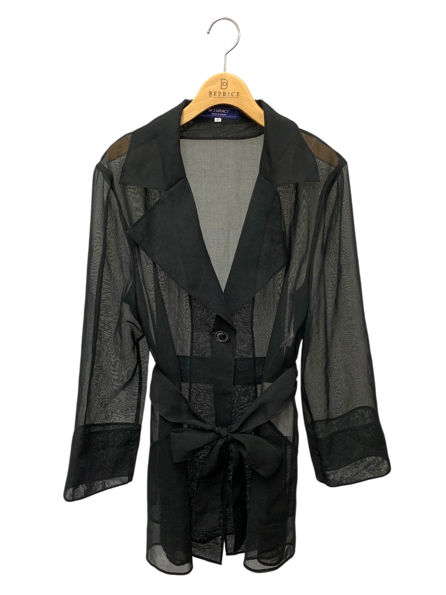 エムズグレイシー テーラードシアー 114306 ジャケット 40 ブラック ITH7K9SWB9J8