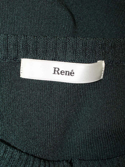 ルネ 6432180 カーディガン 38 グリーン ジップアップ パール フラワーチャーム ITEEWU04YDWL