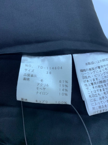 エムズグレイシー 114604 ショートコート 36 ブラック モヘア パフスリーブ リボン ITQJV5UEMAAY