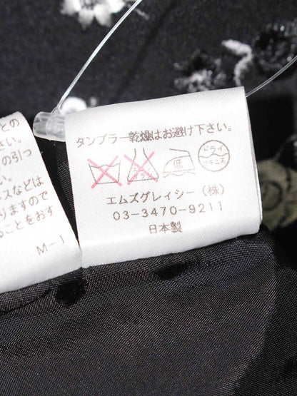 エムズグレイシー 521530 ワンピース 40 ブラック フラワーモチーフ リボン ITBTNSFVYXI8