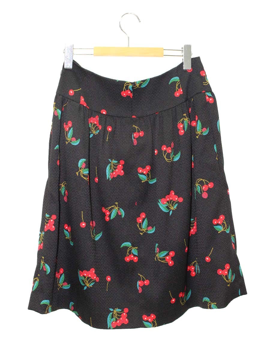 エムズグレイシー Cherry Skirt 817558 スカート 40 ブラック チェリー ITFYH4ZJWDBB