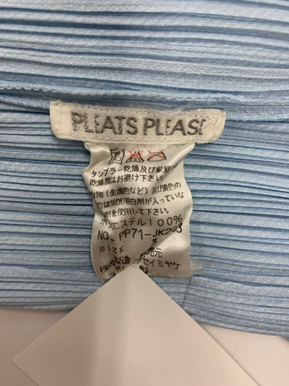 プリーツプリーズイッセイミヤケ PP71-JK203 カットソー 3 ブルー ボトルネック サイドスリット IT5R3EWEHM2C