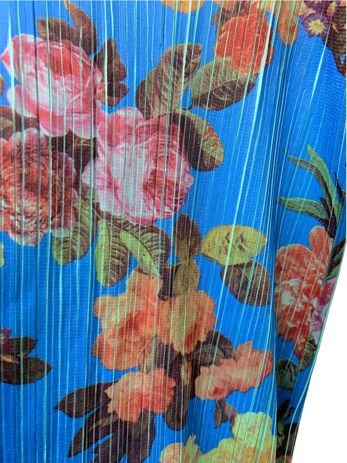 PLEATS PLEASE プリーツプリーズイッセイミヤケ チュニック トップス PP44-JK602 花柄 長袖 ブルー 3 IT41E2HU07G0