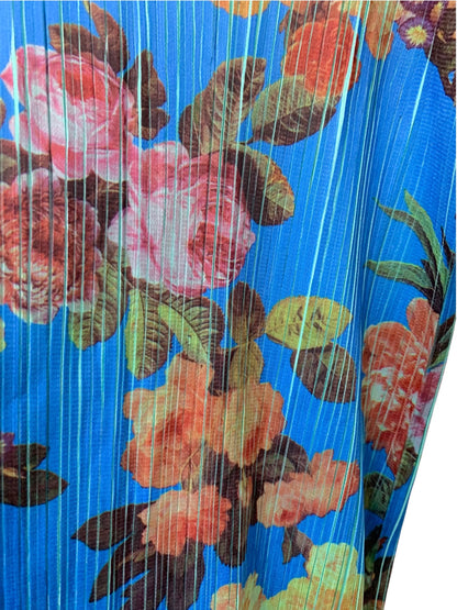 PLEATS PLEASE プリーツプリーズイッセイミヤケ チュニック トップス PP44-JK602 花柄 長袖 ブルー 3 IT41E2HU07G0