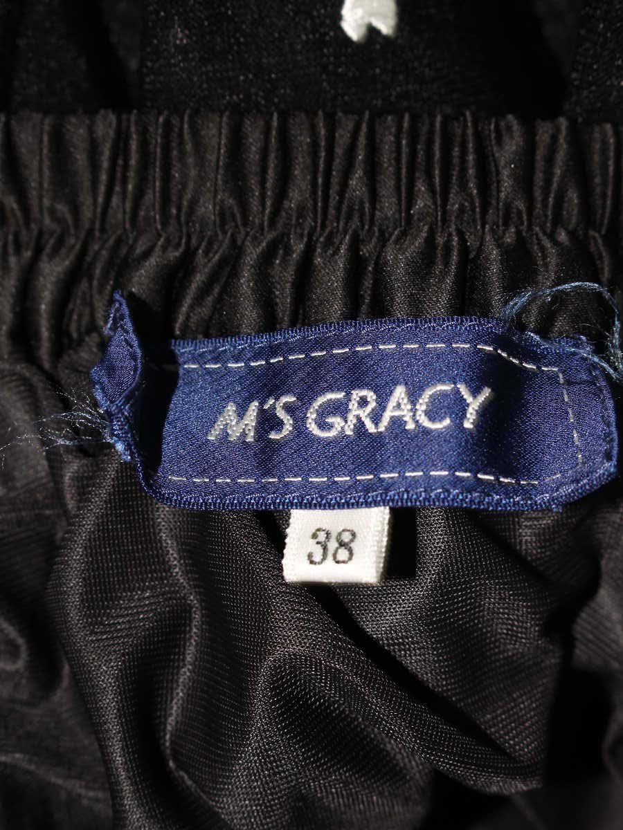 エムズグレイシー 217324 スカート 38 ブラック ハート刺繍 シフォン ITC9IIZ6CJHW