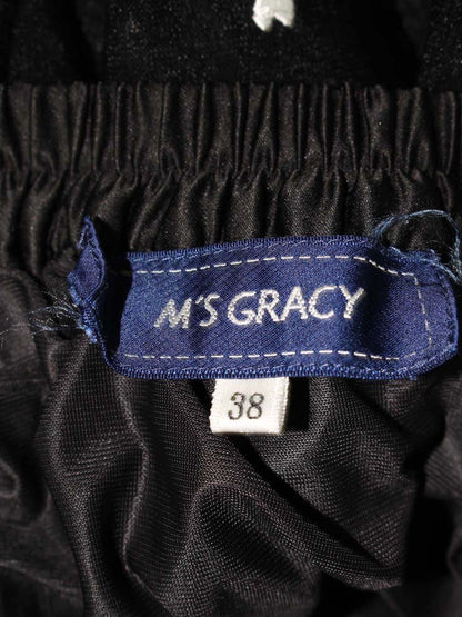 エムズグレイシー 217324 スカート 38 ブラック ハート刺繍 シフォン ITC9IIZ6CJHW