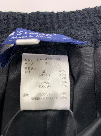エムズグレイシー 416104 パンツ 40 ブラック ツイード ワイド IT5E6FTZSEFK