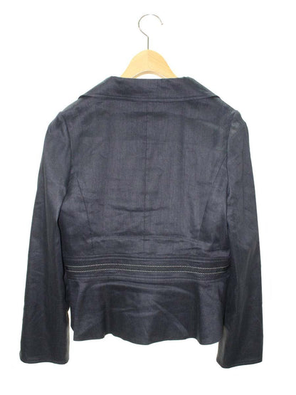 エムズグレイシー Tailored Jacket with bit 914115 ジャケット 40 ネイビー リネン混 麻 ITOOXROJGRQW