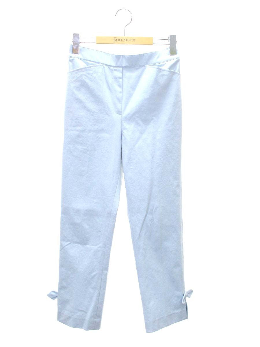 エムズグレイシー 116110 パンツ 36 ブルー リボン付きクロップドパンツ ITBHOXDW531C