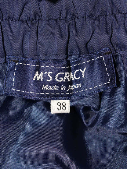 エムズグレイシー 317305 スカート 38 ネイビー タックフレア ITZU2K29BKI4