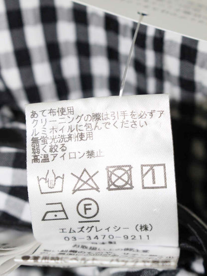 エムズグレイシー 814311 ジャケット 40 ブラック ギンガムチェック フラワージップ リボン IT7E1IXTOPIU