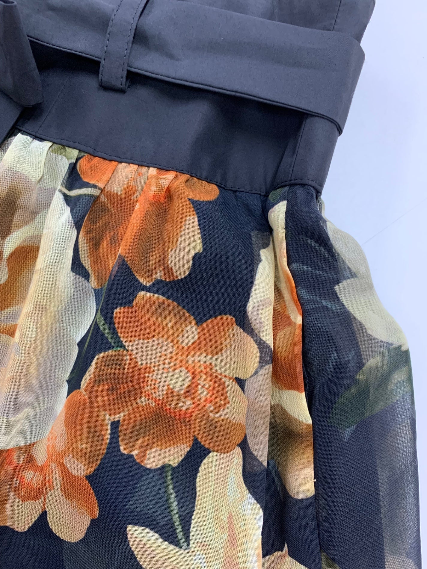 エムズグレイシー シフォンフラワープリント 517307 スカート 40 ネイビー ITQI8YB5GHPC