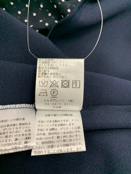 エムズグレイシー 310312 ブラウス 38 ネイビー 袖ドット柄 IT2ZJ643JWEG