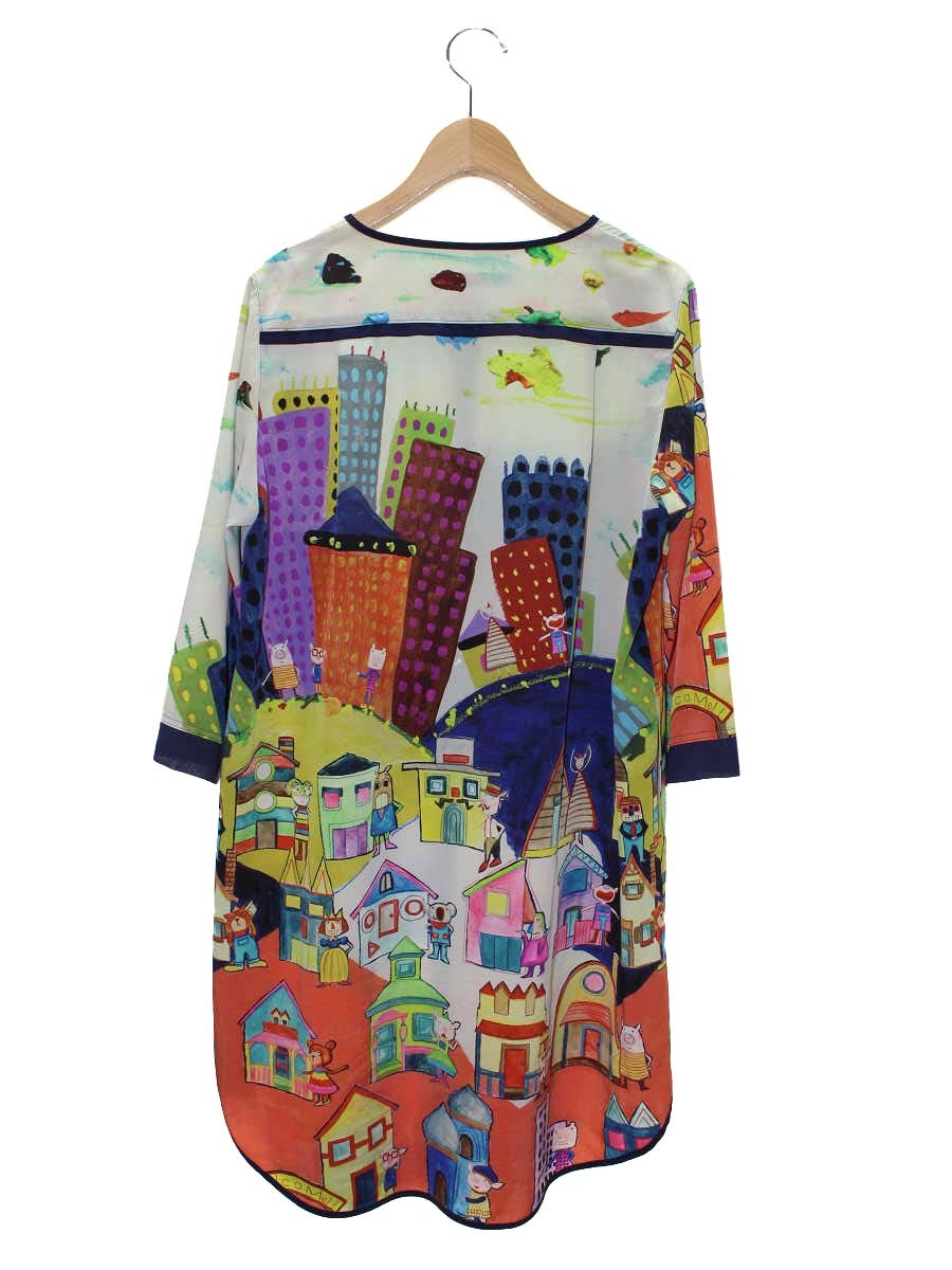 アルベロベロ 715463 ワンピース F マルチカラー 街並みモチーフ フロントボタン IT2ONCK1X00Y