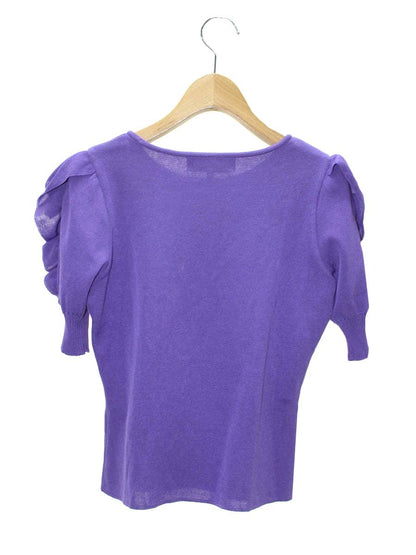 エムズグレイシー 818118 ニット セーター 38 パープル 袖リボン リブ ITI88AU5TGVS