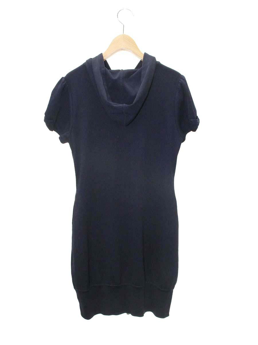 ルネ 6222150 ワンピース 38 ネイビー ストレッチ ダブルジップ リボン フード ITS28FUNPA1K