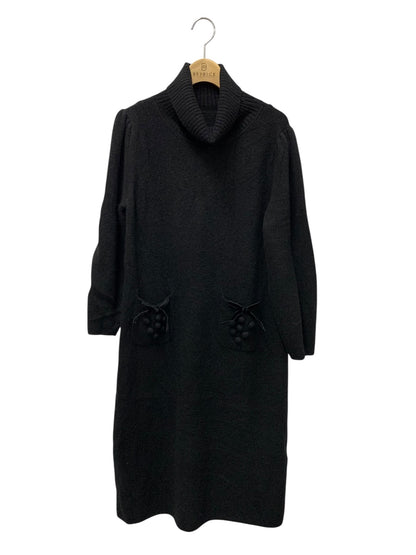 エムズグレイシー 318619 ワンピース 40 ブラック ハイネック ニット ウール ITBEEMVRFABO