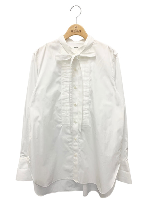 エブール エッセンシャルコットン シャツ 4110700408 36 ホワイト ボウタイ タック IT1UDMUCMLO0