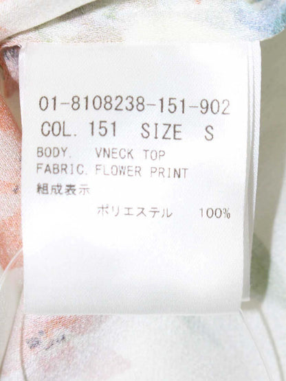 セオリー 01-8108238-151-902 ノースリーブブラウス S アイボリー フラワープリント Vネック IT2H23ULSLCG