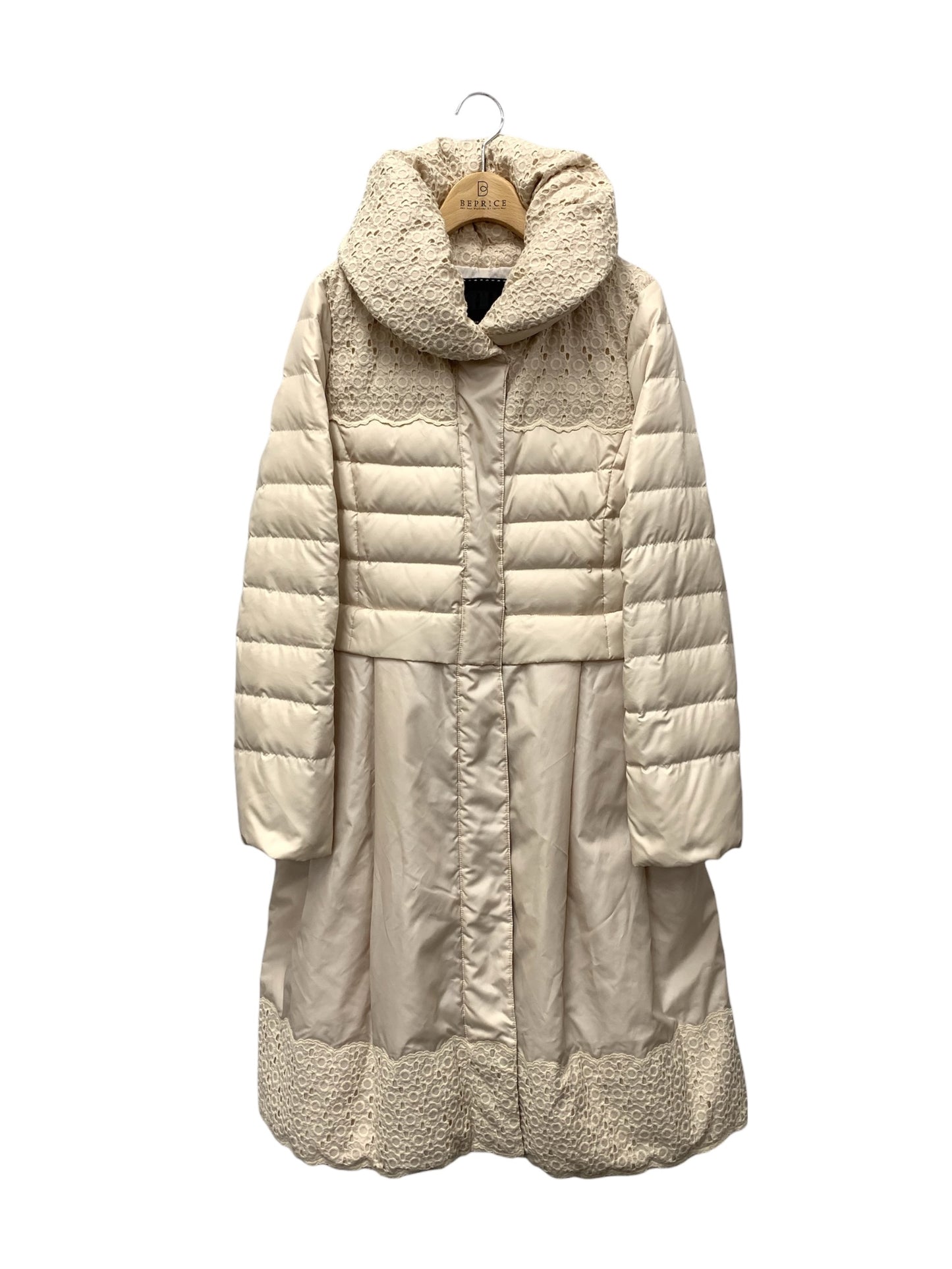 トゥービーシック W5A06-686 ダウンコート 40 アイボリー フラワーモチーフ カットワーク ITKVTKXLM308