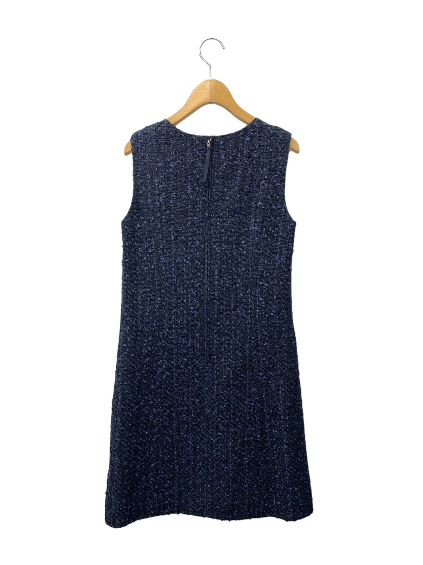 フォクシーブティック Dress Tweed Seethrough 39133 ワンピース 38 ネイビー シアー切替 ITWGOQ2JMECC