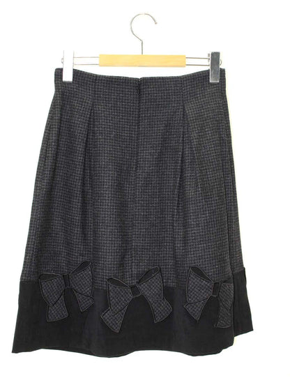 エムズグレイシー 727561 スカート 36 ブラック 千鳥格子柄 ウール リボン ITZXYATLKSNV