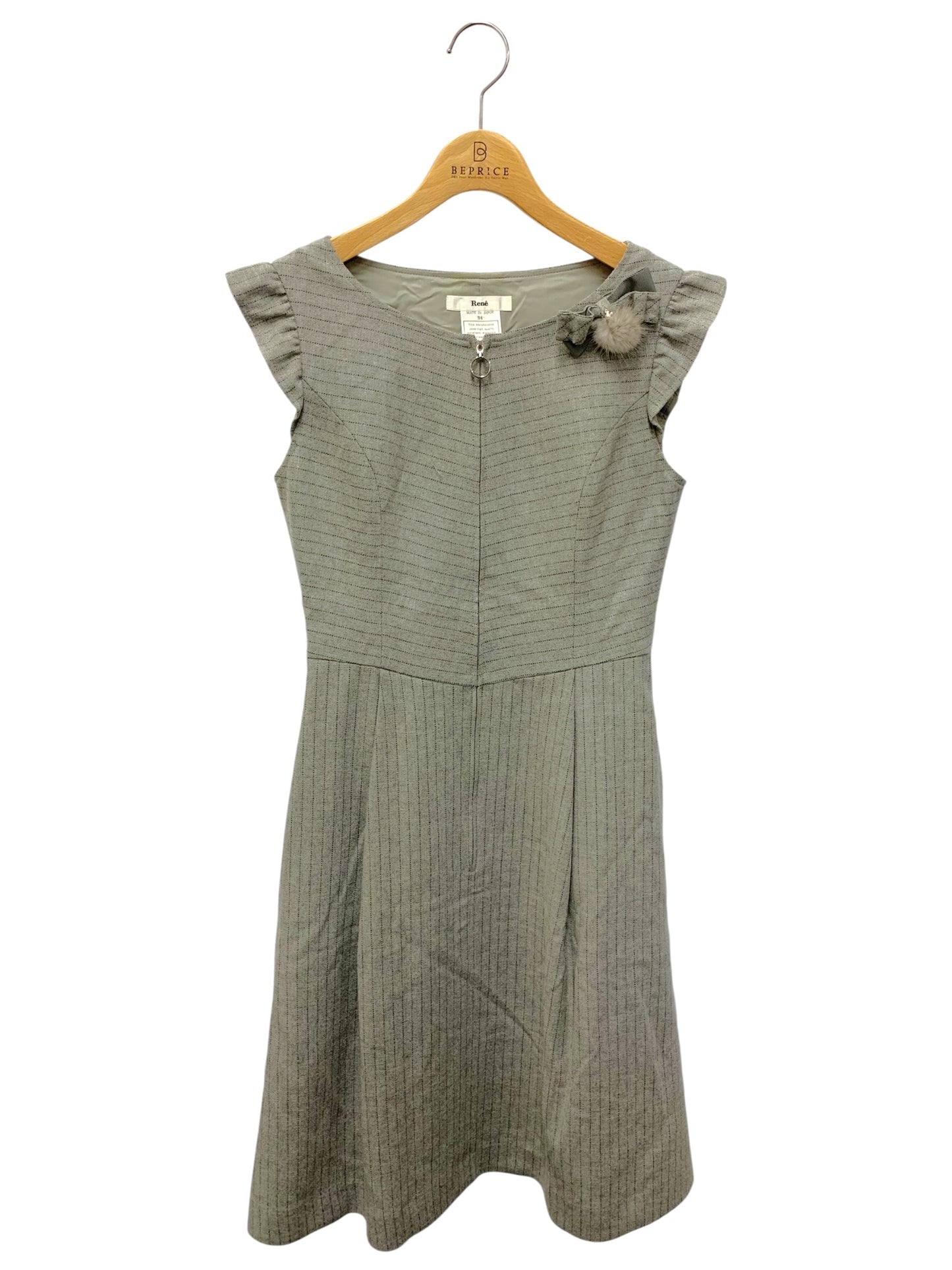 ルネ 6846060 ワンピース 34 グレー フロントジップワンピース ステッチ柄 ビジュー ITUWBDHK1YXK