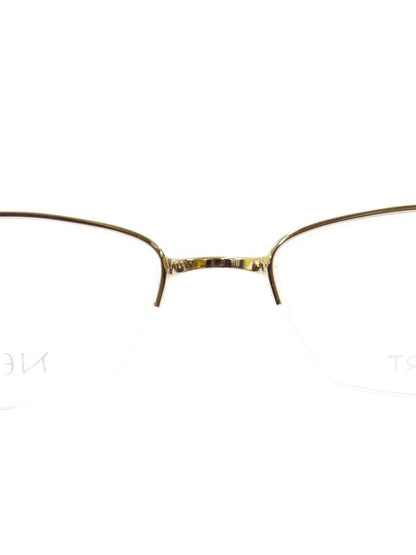 ネオジン NJ2314S メガネ ゴールド/ブラウン メタルフレーム ハーフリム スクエアシェイプ ノーズパッドレス ITSKW9QX72DW