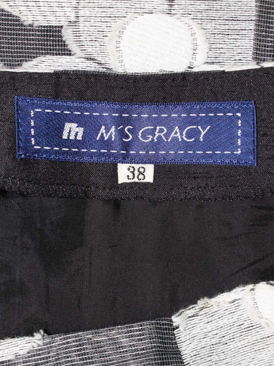 エムズグレイシー 527147-2 スカート 38 グレー フラワーモチーフ ジャカード チュール ITQACNCBUYC0