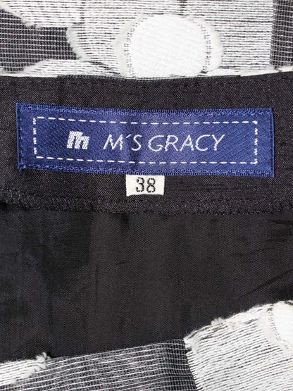 エムズグレイシー 527147-2 スカート 38 グレー フラワーモチーフ ジャカード チュール ITQACNCBUYC0