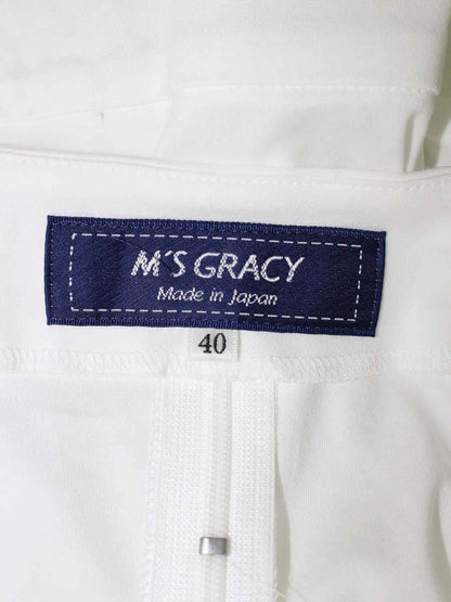 エムズグレイシー 015347 トップス 40 ホワイト Vネック ボタン IT2UCAZD68P2 【SALE】