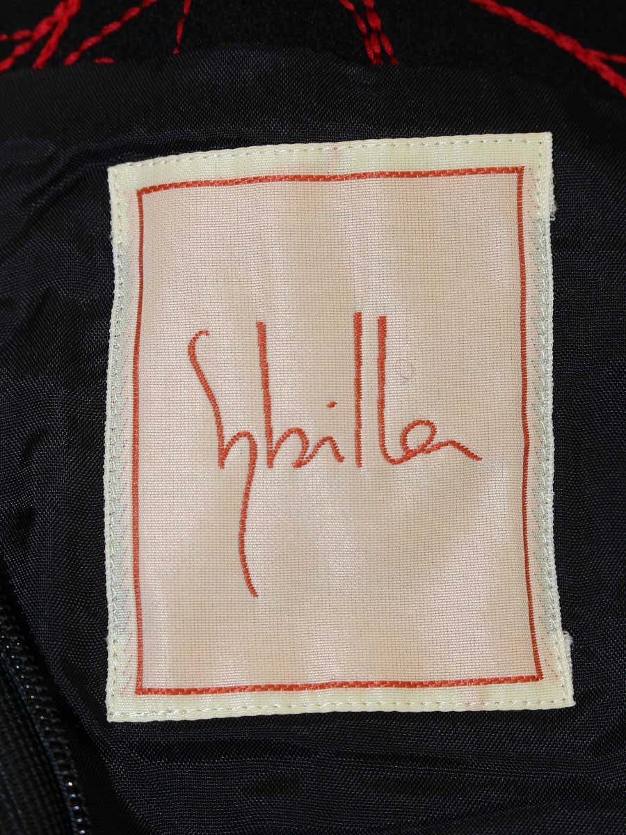 シビラ 62590 ワンピース M ブラック 刺繍 ウール ITXU29SK2XJ0