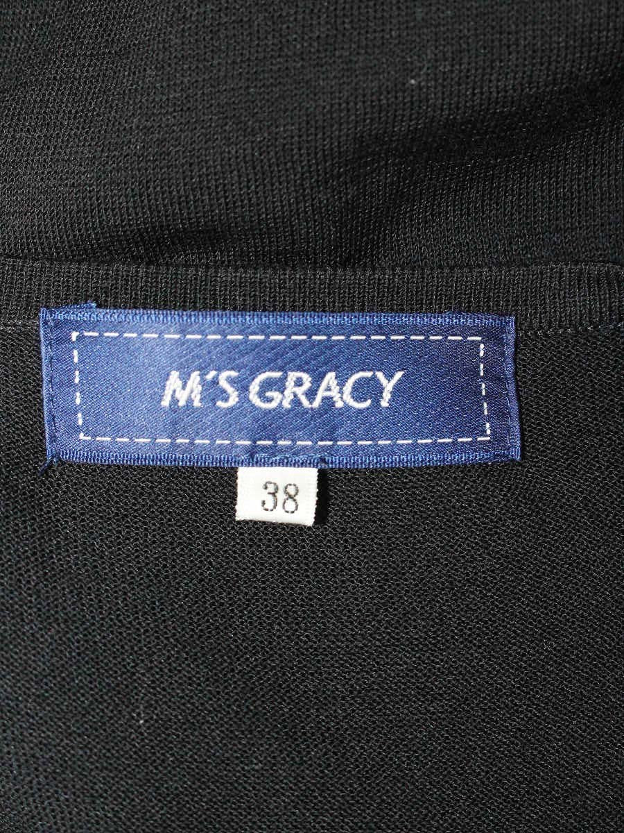 エムズグレイシー リボン刺繍入り半袖カーディガン 218327 38 ブラック ITJE0UNLFCDC