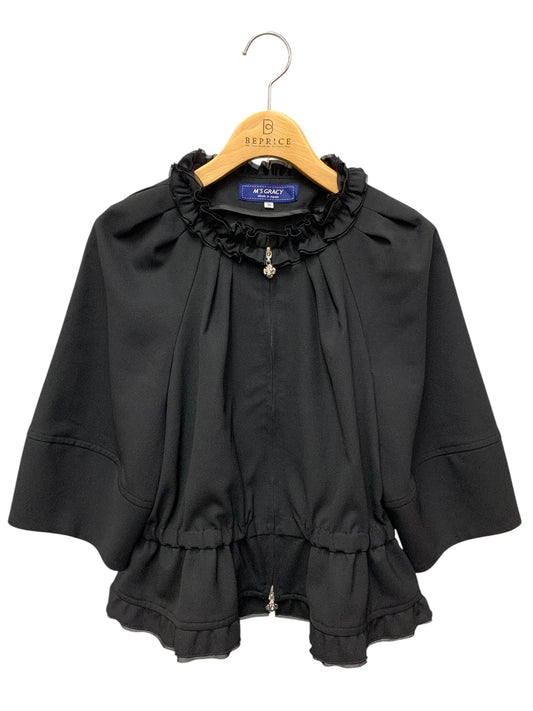 エムズグレイシー 514125 ブルゾン 36 ブラック ジップアップ フリル IT2INS20JINR