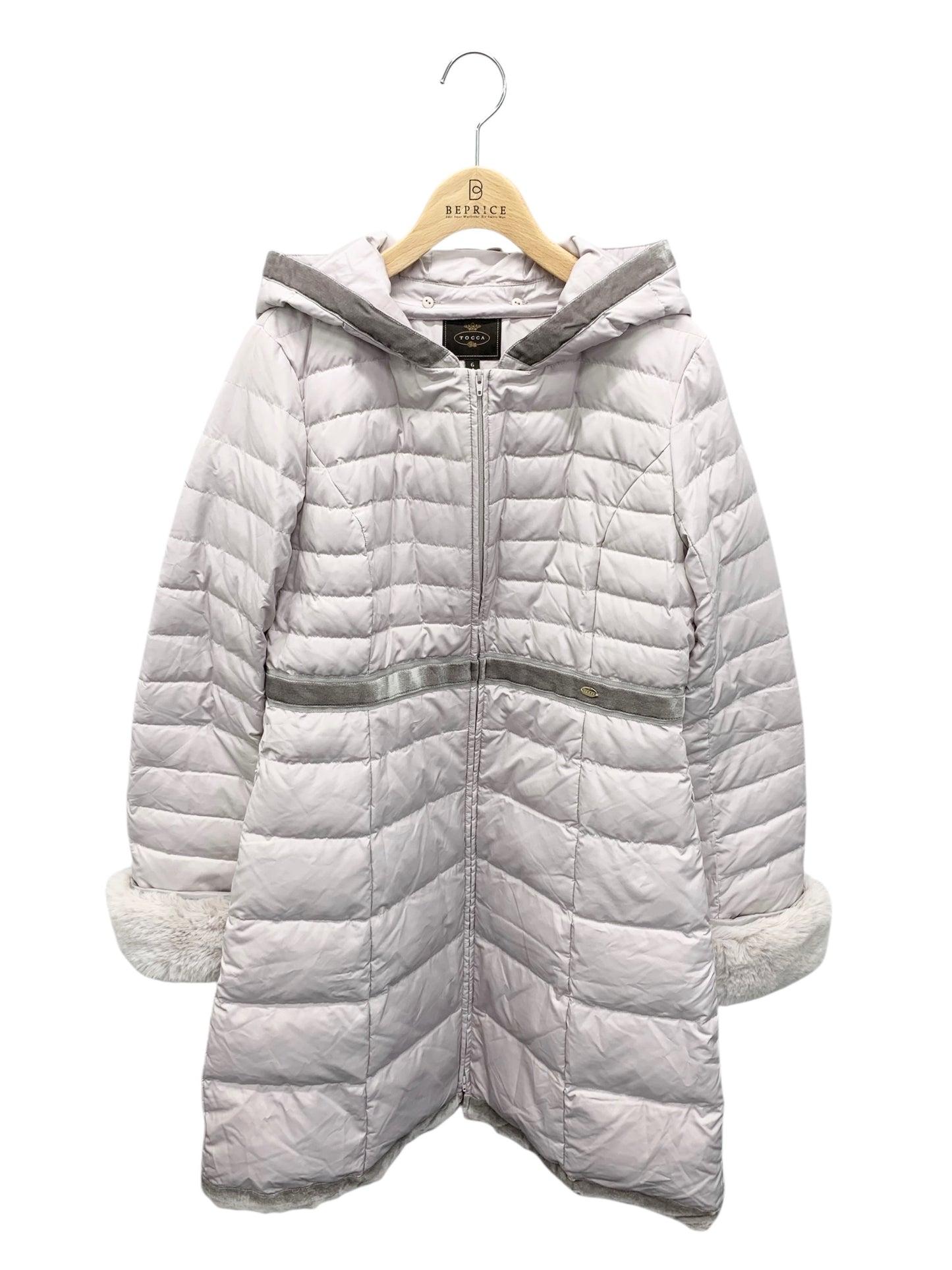 トッカ CWTOKW0505 ダウンコート 6 ピンク ベルベット フェイクファー フード ITGU3NJF6KJU