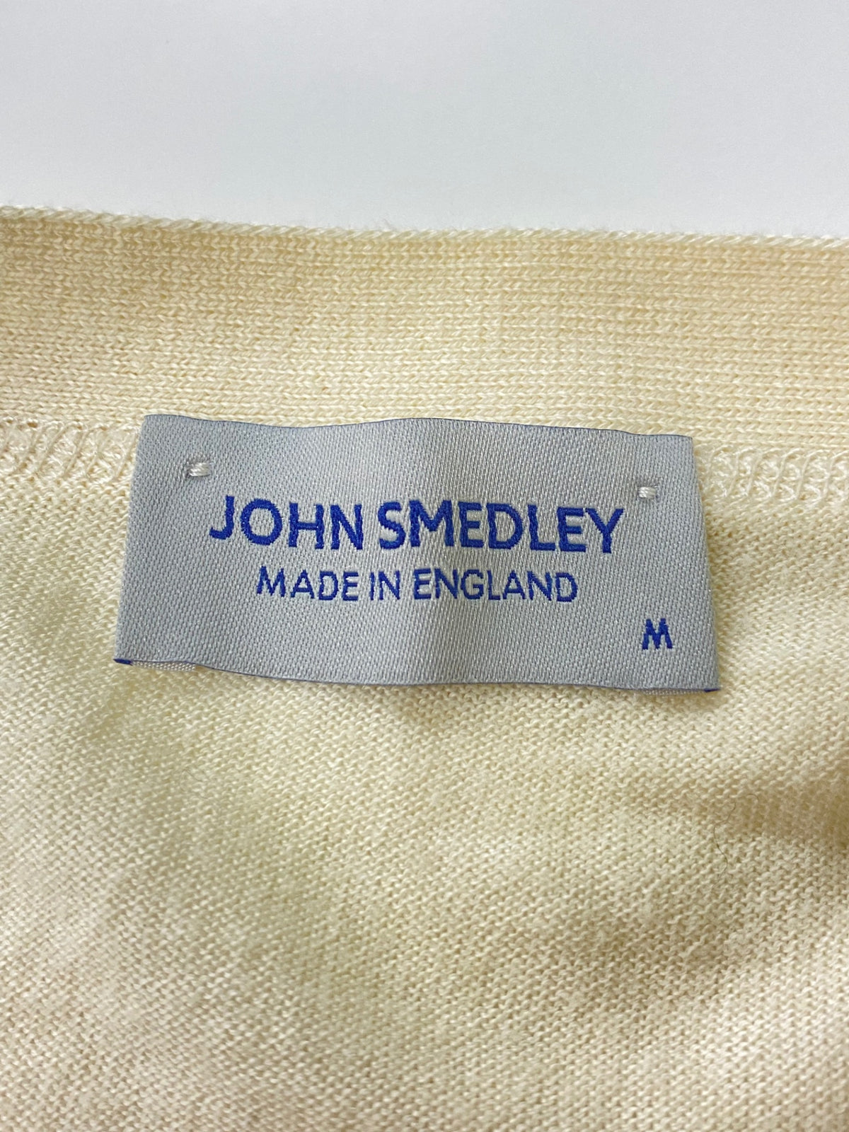 ジョンスメドレー カーディガン M アイボリー Vネック コットン MADE IN ENGLAND ITWJUVZ681ZS