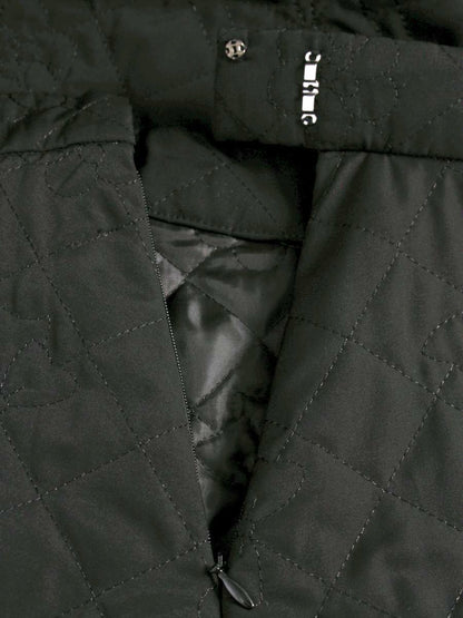 エムズグレイシー カメリアｘリボン柄キルティングフレア 417613 スカート 40 ブラック ITBCMPIOEDDC